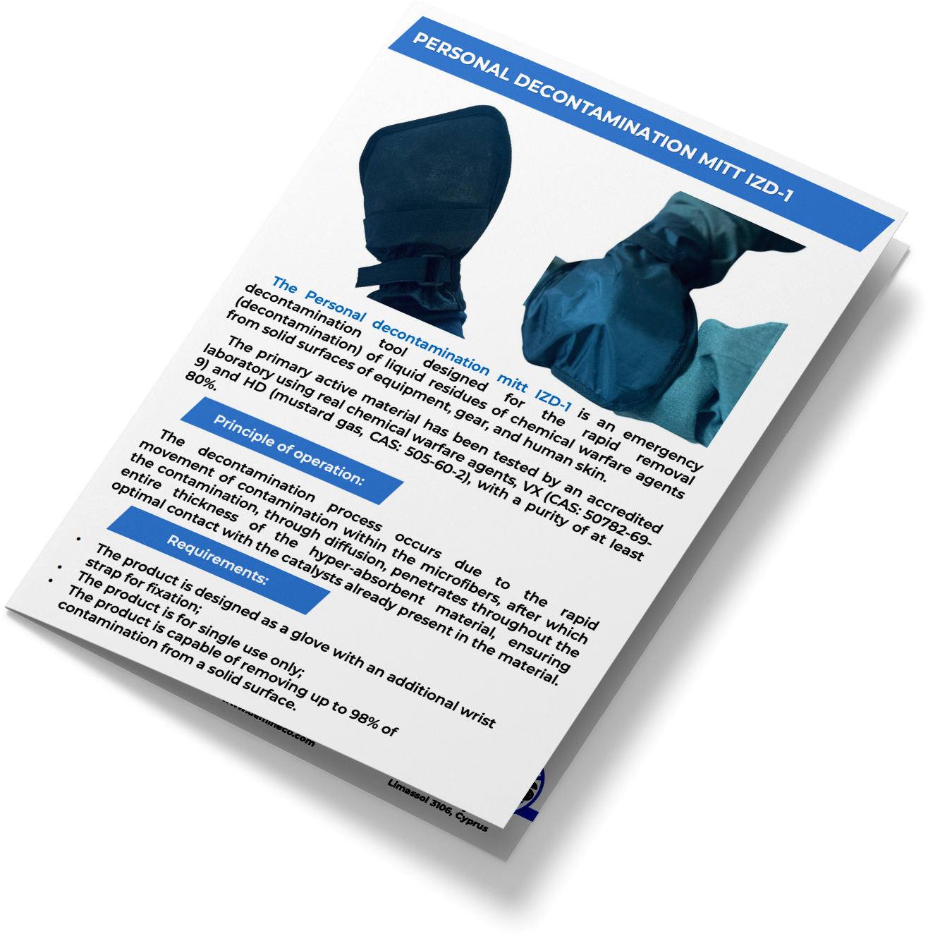 Personal decontamination mitt IZD-1